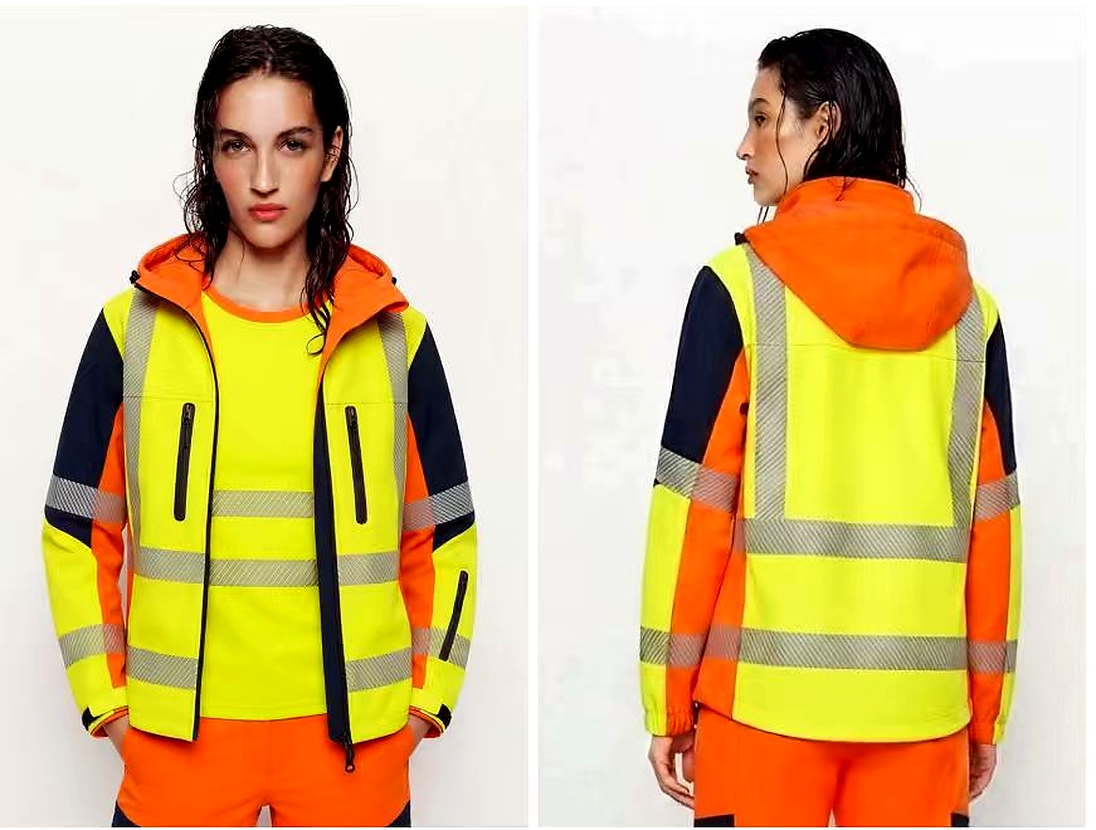 High visibility yellow and orange finished jacket reference for HM095 TC fabric discussion