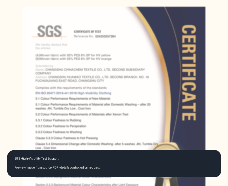 SGS high-visibility test support report