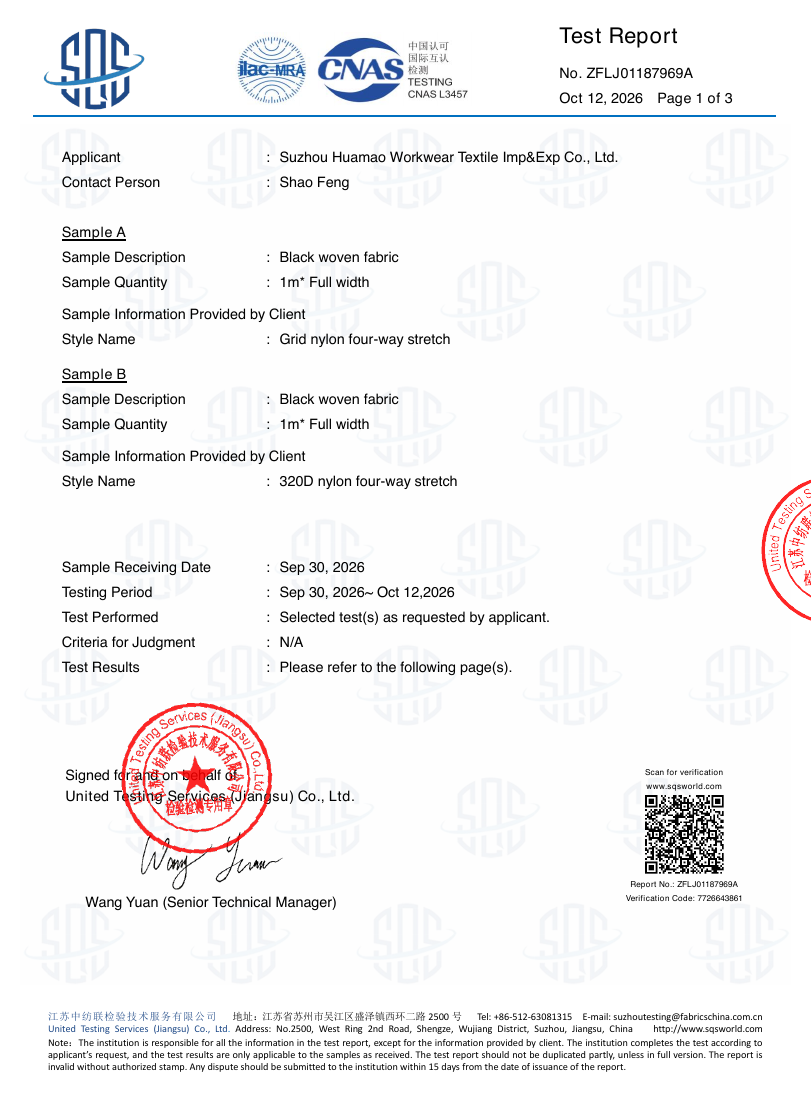 UTS nylon abrasion report ZFLJ01187969A, page 1 preview