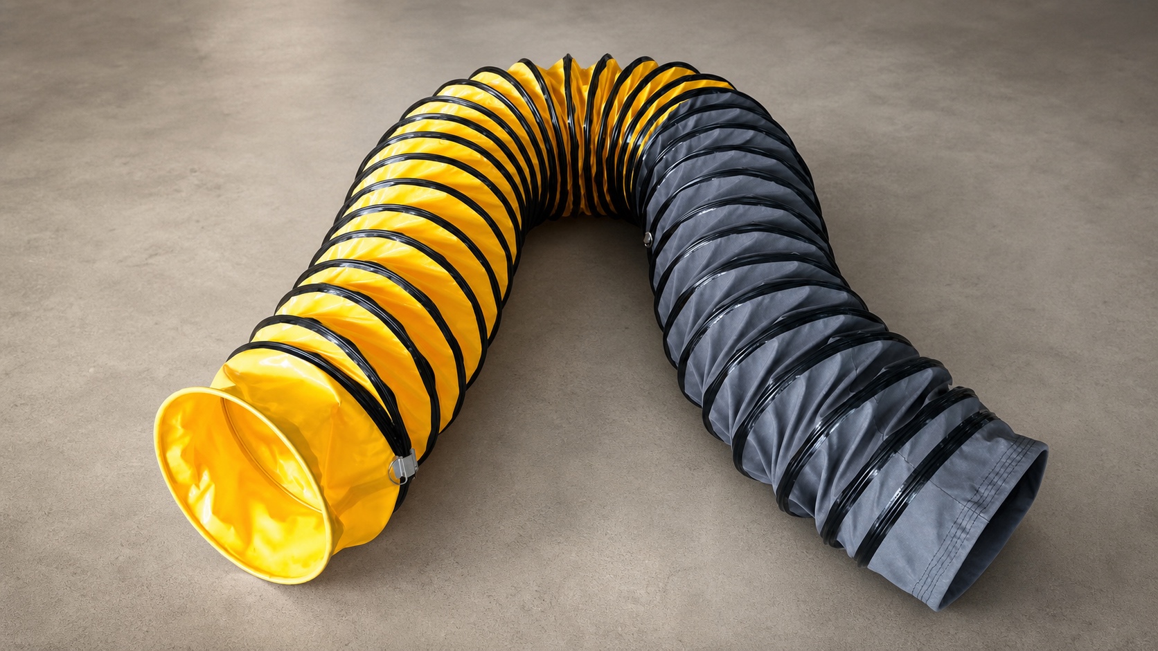 Yellow and grey finished flexible industrial ventilation ducts for HM270 application discussion