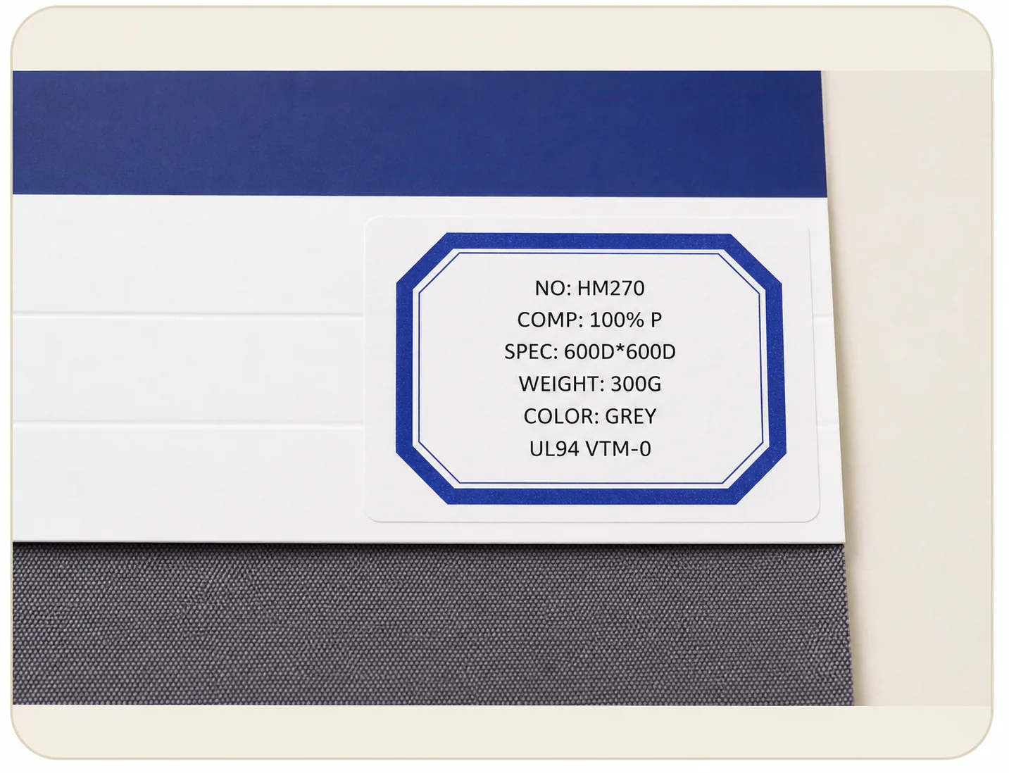 HM270 visual sample card reference based on the real source record