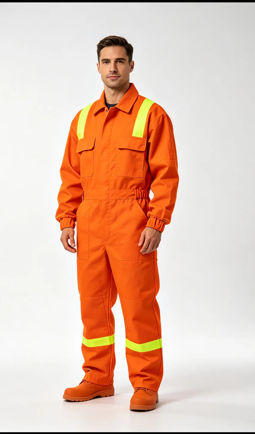 Orange workwear shown as an application reference for HM001 sourcing discussion